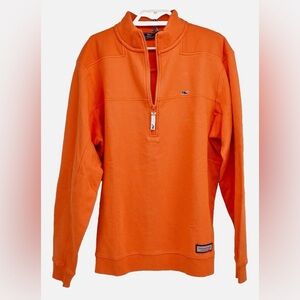 Men’s Vineyard Vines Orange Shep Shirt 1/4 Zip Sweater Large